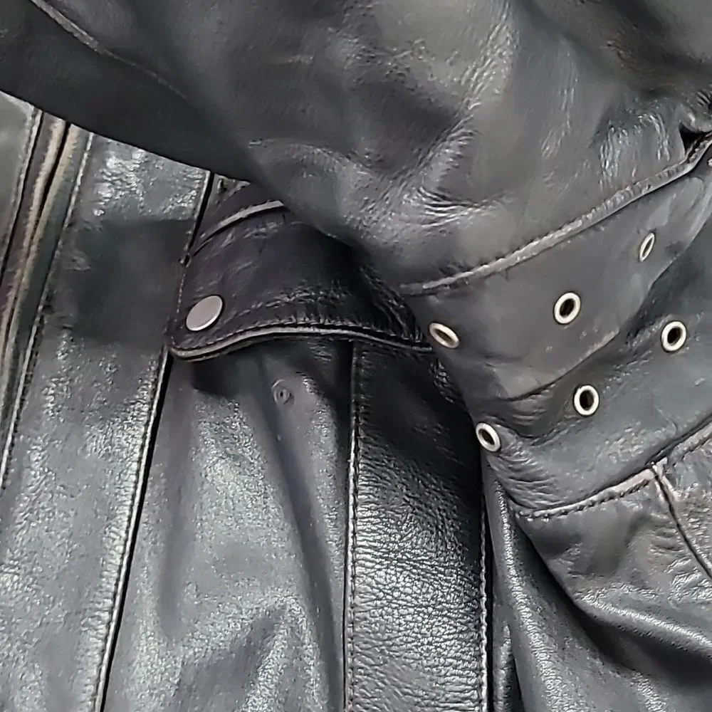 Vintage Harley Davidson‎ Quilted Lined Cowhide Motorcycle Jacket Size 46 Tall